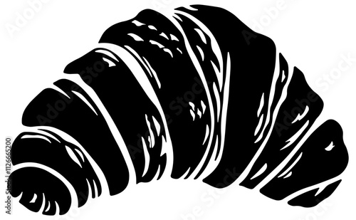 black silhouette of croissant without background