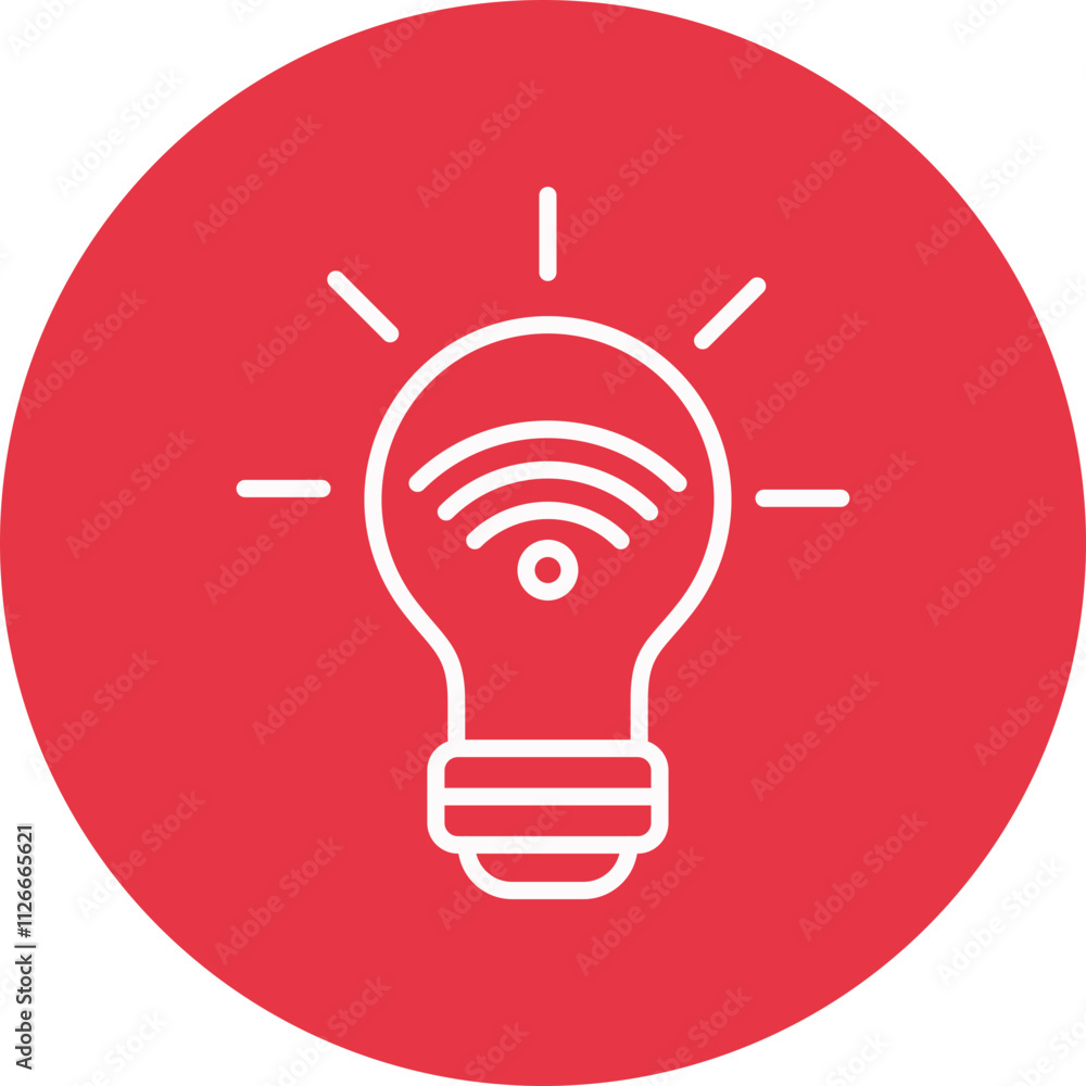 Smart Lightbulb line circle icon Smart Lightbulb line circle icon