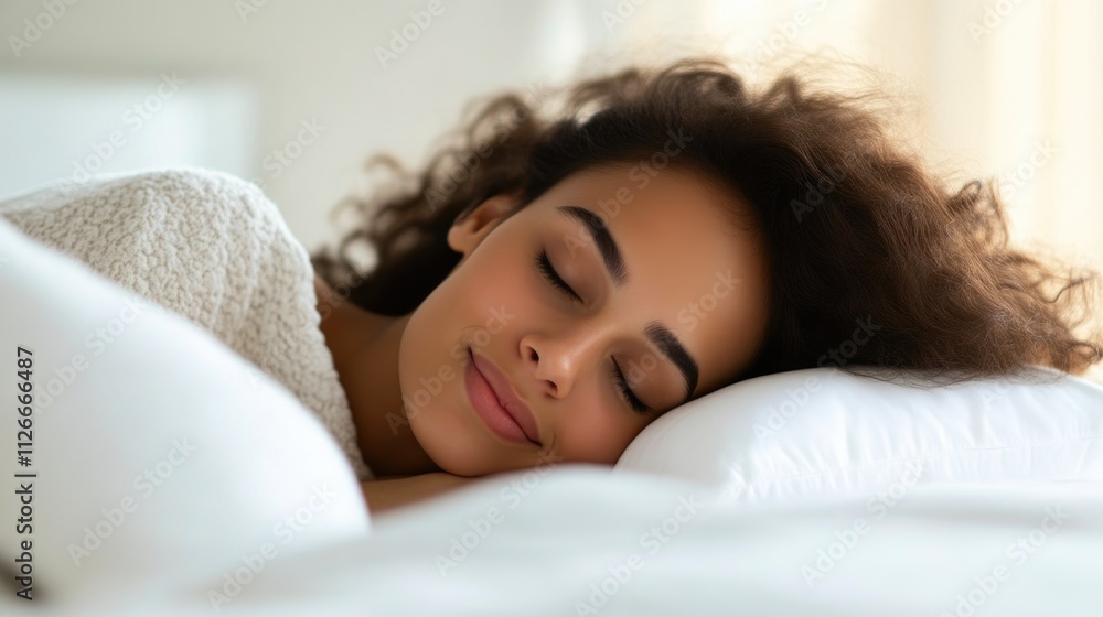 Peaceful Close-Up of Woman Sleeping Soundly Peaceful Close-Up of Woman Sleeping Soundly