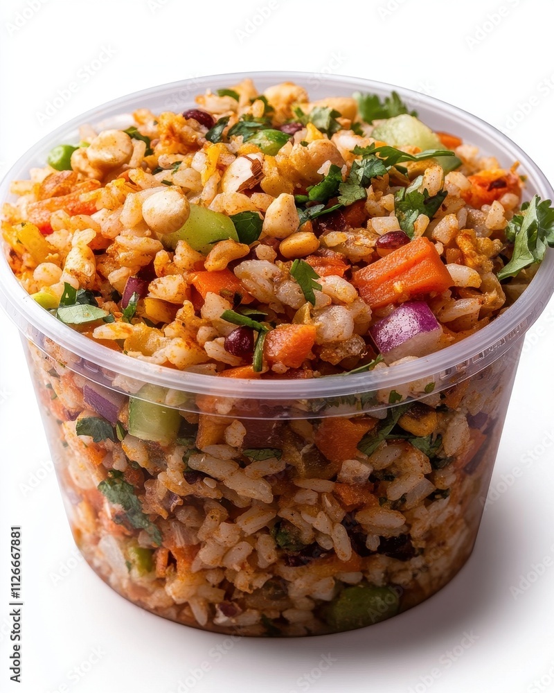 Colorful Bhel Puri Snack with Puffed Rice and Fresh Vegetables Colorful Bhel Puri Snack with Puffed Rice and Fresh Vegetables