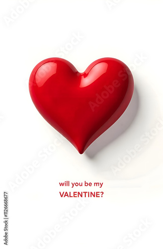 Valentine's Day greeting card template with a red heart and the inscription 