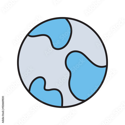 earth color line icon with white background vector stock illustration