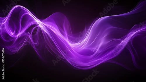 Abstract purple smoke wave on black background.