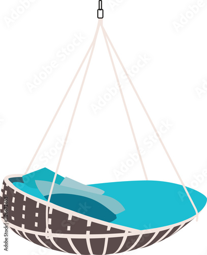 beach swing bed vector illustration