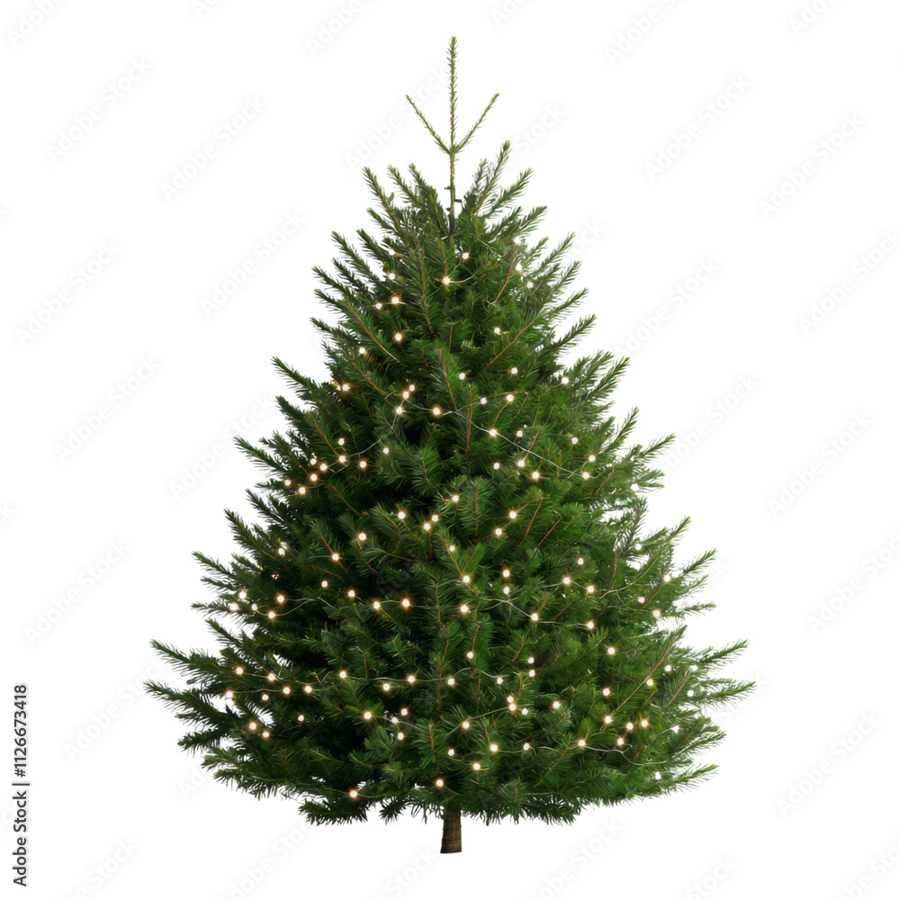 Fototapeta premium beautifully lit Christmas tree adorned with sparkling lights and greenery