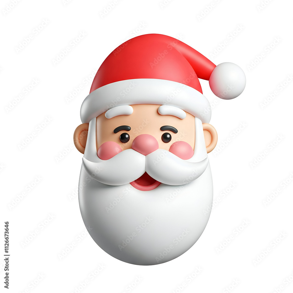 Jolly Santa Claus Face Icon with Red Hat and White Beard Jolly Santa Claus Face Icon with Red Hat and White Beard