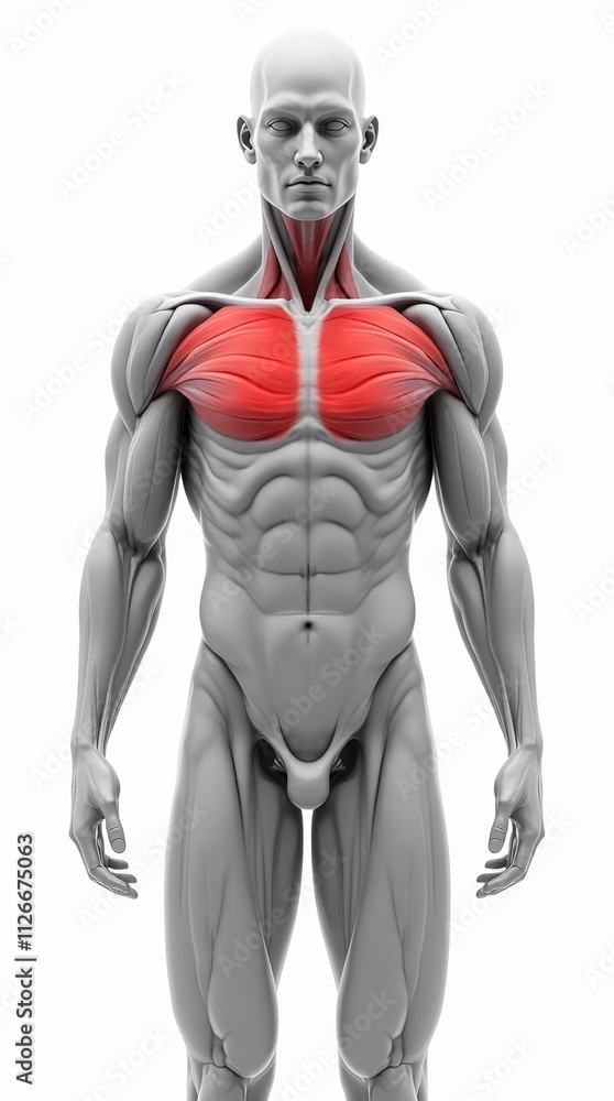 Highly Detailed Anatomical Illustration of Muscular Human Figure Highly Detailed Anatomical Illustration of Muscular Human Figure