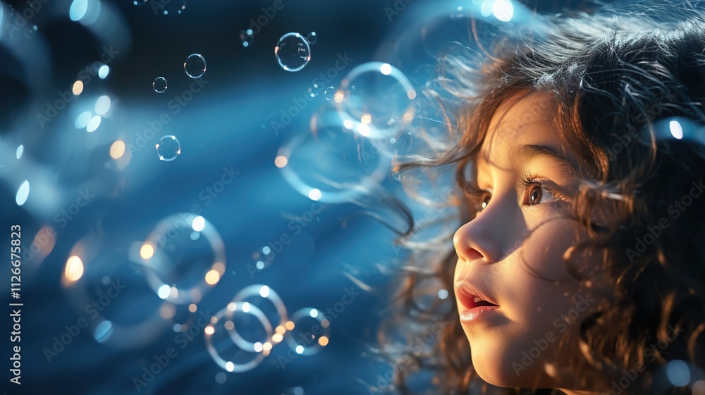 cute little girl blowing and playing with soap bubbles, HD 8K wallpaper Stock Photographic Image cute little girl blowing and playing with soap bubbles, HD 8K wallpaper Stock Photographic Image