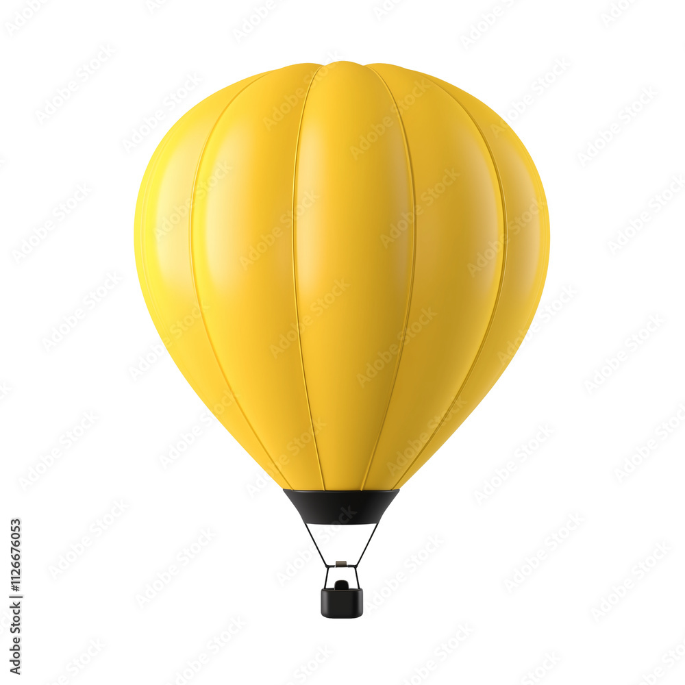 Obraz premium 3D icon of yellow hot air balloon isolated on transparent background