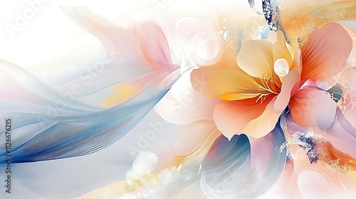 Serene Bloom,Whispers of Spring,Celestial Garden,Abstract Floral Design,Shimmering Petals