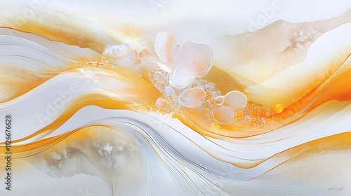 Serene Bloom,Whispers of Spring,Celestial Garden,Abstract Floral Design,Shimmering Petals