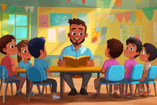 Engaging Storytime Session in Colorful Classroom