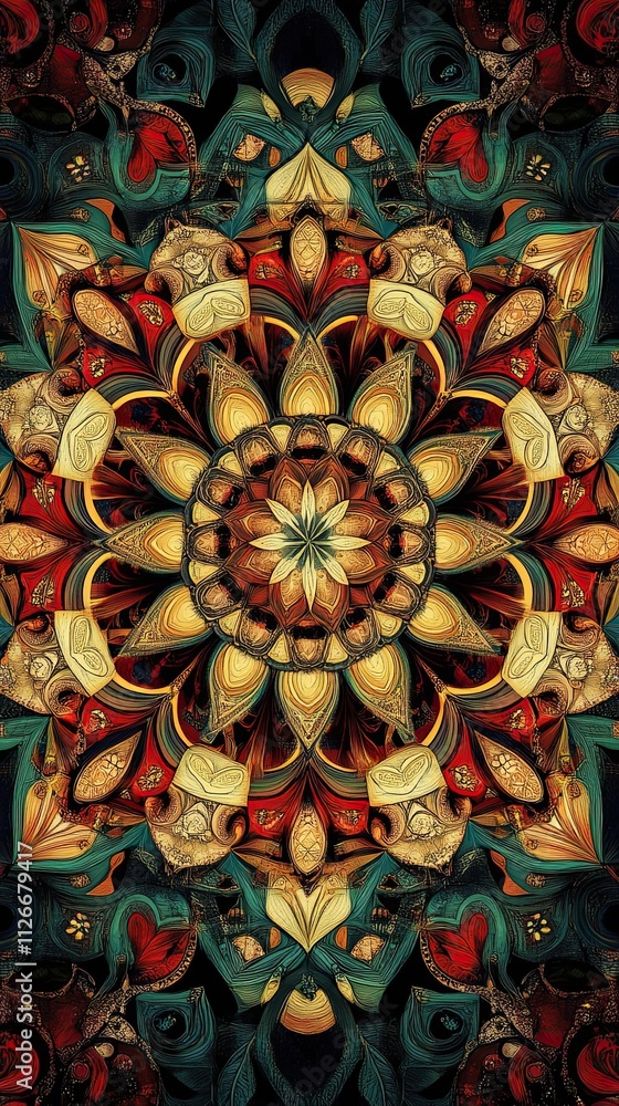 Obraz premium Intricate Mandala Design Featuring Rich Jewel Tones