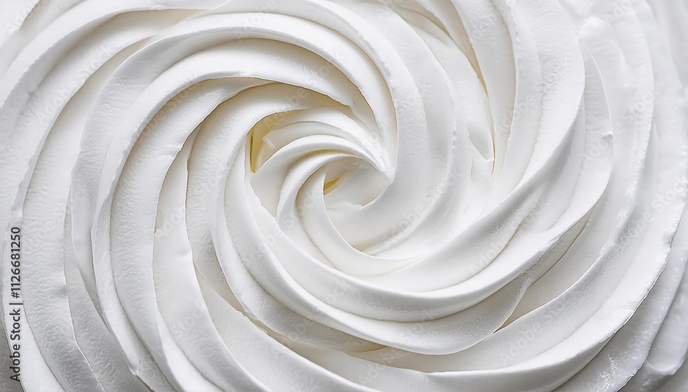 Closeup of a luscious white whipped cream swirl texture, perfect for backgrounds and design projects, showcasing its creamy, fluffy, and smooth characteristics in stunning detail. Closeup of a luscious white whipped cream swirl texture, perfect for backgrounds and design projects, showcasing its creamy, fluffy, and smooth characteristics in stunning detail.
