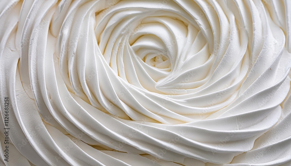 CloseUp of Luxurious White Whipped Cream Swirl Texture Perfect for Backgrounds and Design Projects, Evoking a Sense of Sweetness and Creaminess in Culinary Creations and Visual Art. CloseUp of Luxurious White Whipped Cream Swirl Texture Perfect for Backgrounds and Design Projects, Evoking a Sense of Sweetness and Creaminess in Culinary Creations and Visual Art.