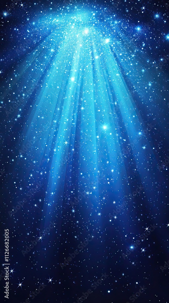 Celestial Light Beams Illuminate Starry Night Sky Celestial Light Beams Illuminate Starry Night Sky