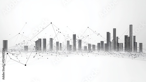 Wallpaper Mural Modern buildings abstract city network connection on a white background, symbolizing digital urban development, smart city infrastructure, advanced technology in contemporary architecture connectivity Torontodigital.ca