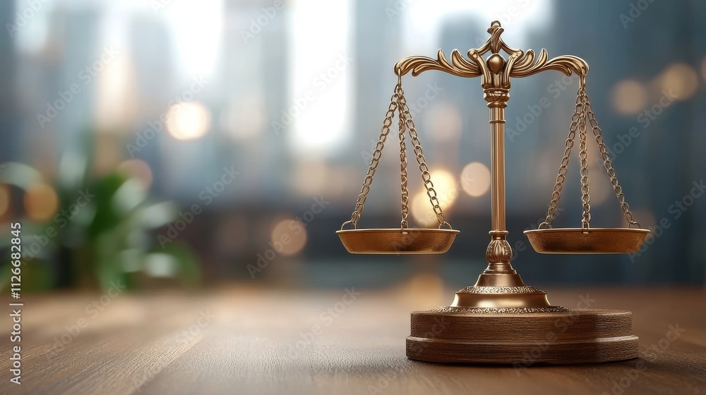 Legal scales on a wooden table Legal scales on a wooden table