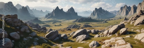 Rocky outcrops in the valley below Ciezka Turnia Tazka veza , geology, rocky outcrops photo