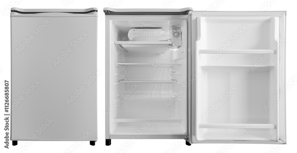 Gray 1 door refrigerator open and close door Gray 1 door refrigerator open and close door