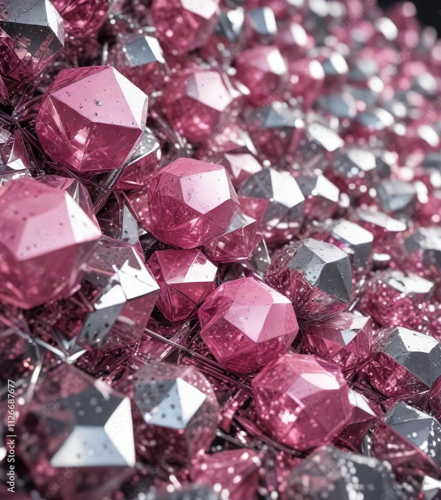 Sparkling pink and silver geometric shapes with shiny sequin effects, artistic glitter design, shiny sequin decorations Sparkling pink and silver geometric shapes with shiny sequin effects, artistic glitter design, shiny sequin decorations
