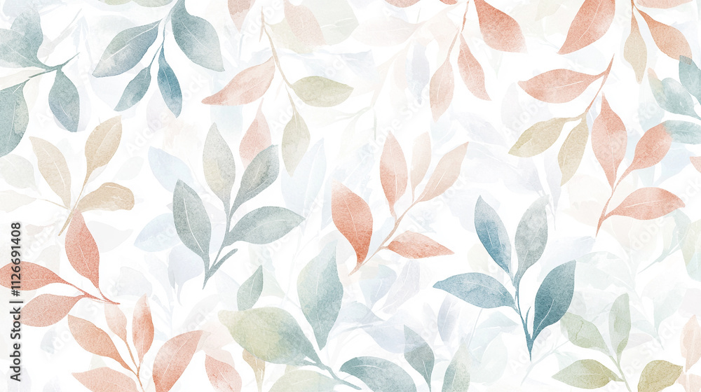 Fototapeta premium A colorful leafy pattern with a white background