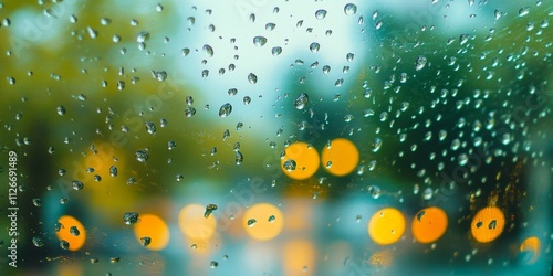 Raindrops on the window create a captivating scene, as the gentle drops of rain form unique patterns, adding a charming touch to the overall ambiance of the window s view. photo