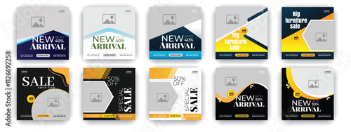 Free vector furniture sale social media banner and Instagram post design template