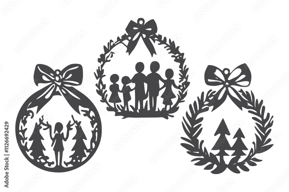 Christmas Clipart, Elegant Christmas Elements for Cricut and Silhouette, Festive Christmas Elements SVG Cut File