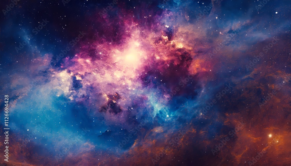 Fototapeta premium Colorful Space Galaxy Cloud Nebula A Stunning View of the Starry Night Cosmos, Showcasing the Wonders of the Universe and the Science of Astronomy in a Brilliant Supernova Display
