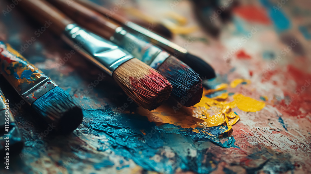 Fototapeta premium Series of vibrant paint splashes.