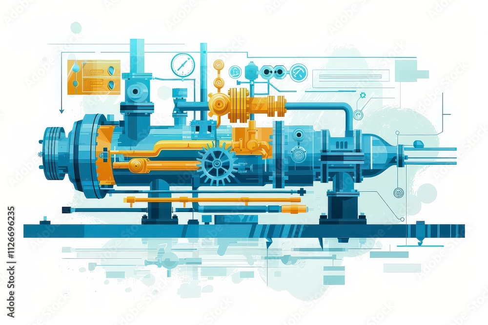 Fototapeta premium Industrial Fluid Dynamics Vector Art Design
