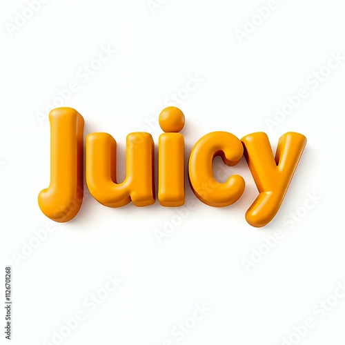 arafficial orange juicey text with a white background. photo