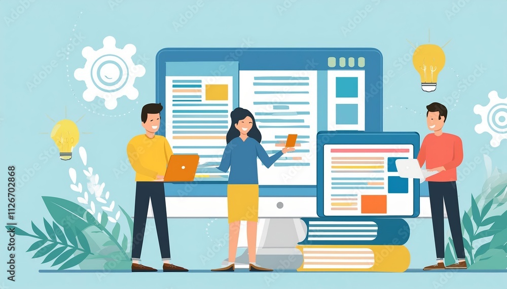 Fototapeta premium Dynamic Collaboration Among Content Creators A Vibrant Workspace at Work Together Inspiring Creativity and Innovation in the Digital Age