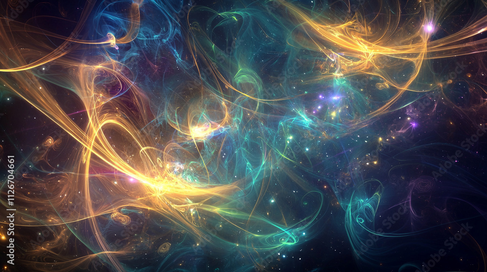 A colorful, swirling galaxy with a bright yellow and blue swirl A colorful, swirling galaxy with a bright yellow and blue swirl