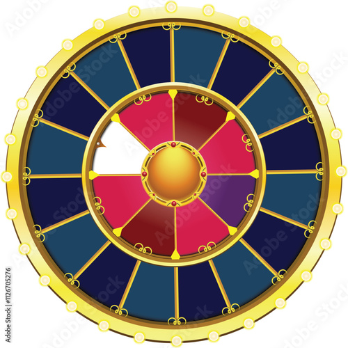 Fortune wheel vector illustration. Gambling game chances. Casino roulette 3d object background