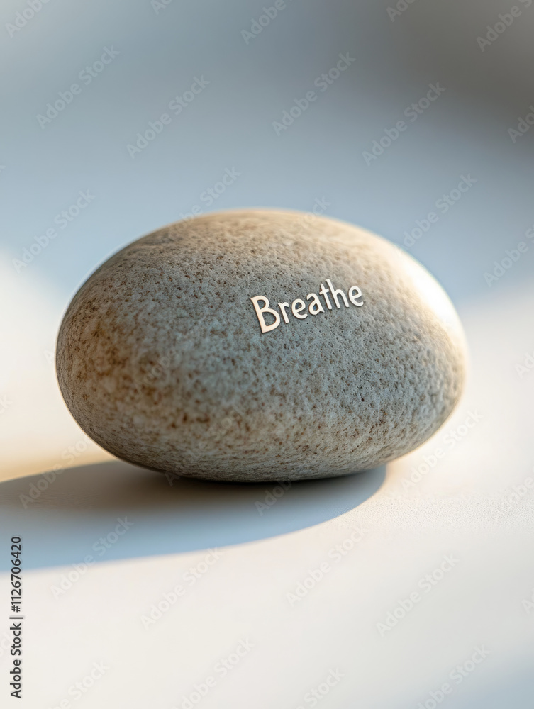 Stone with 'Breathe' engraved, symbolizing calm and focus. Stone with 'Breathe' engraved, symbolizing calm and focus.
