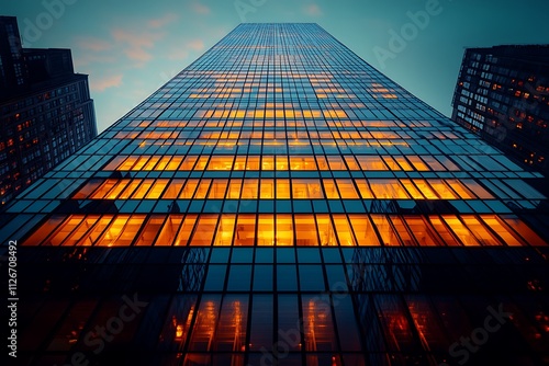 Wallpaper Mural Low angle view of illuminated skyscraper in city at night Torontodigital.ca