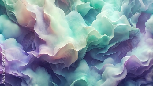 Ethereal Pastel Wave Pattern in Soft Teal and Lavender for Peaceful Backgrounds