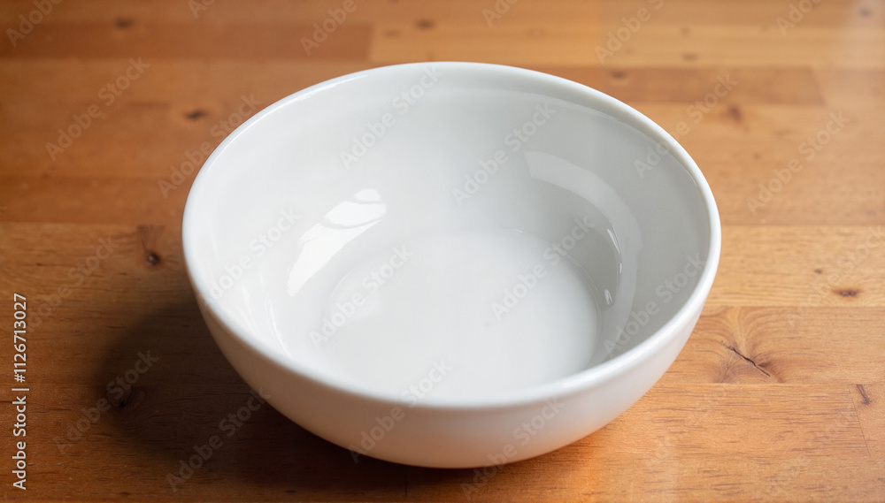 White Ceramic Bowl on Wooden Table White Ceramic Bowl on Wooden Table
