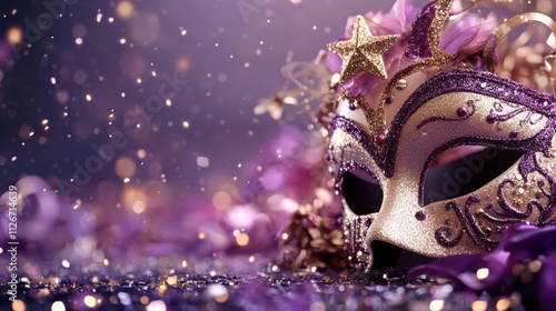 Festive masquerade event carnival city decorative mask colorful setting close-up view celebration theme for seo impact photo