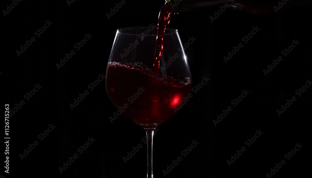Red wine being poured into a glass in dark ambiance Red wine being poured into a glass in dark ambiance