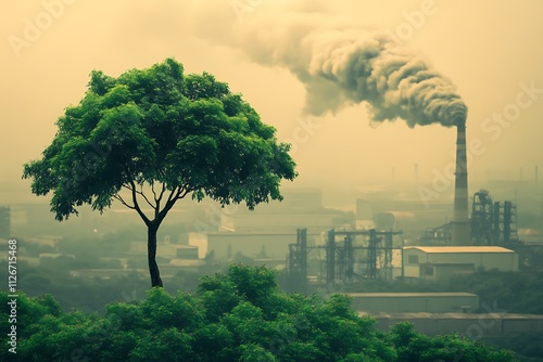 Desolation of Nature Amidst Factory Emissions photo