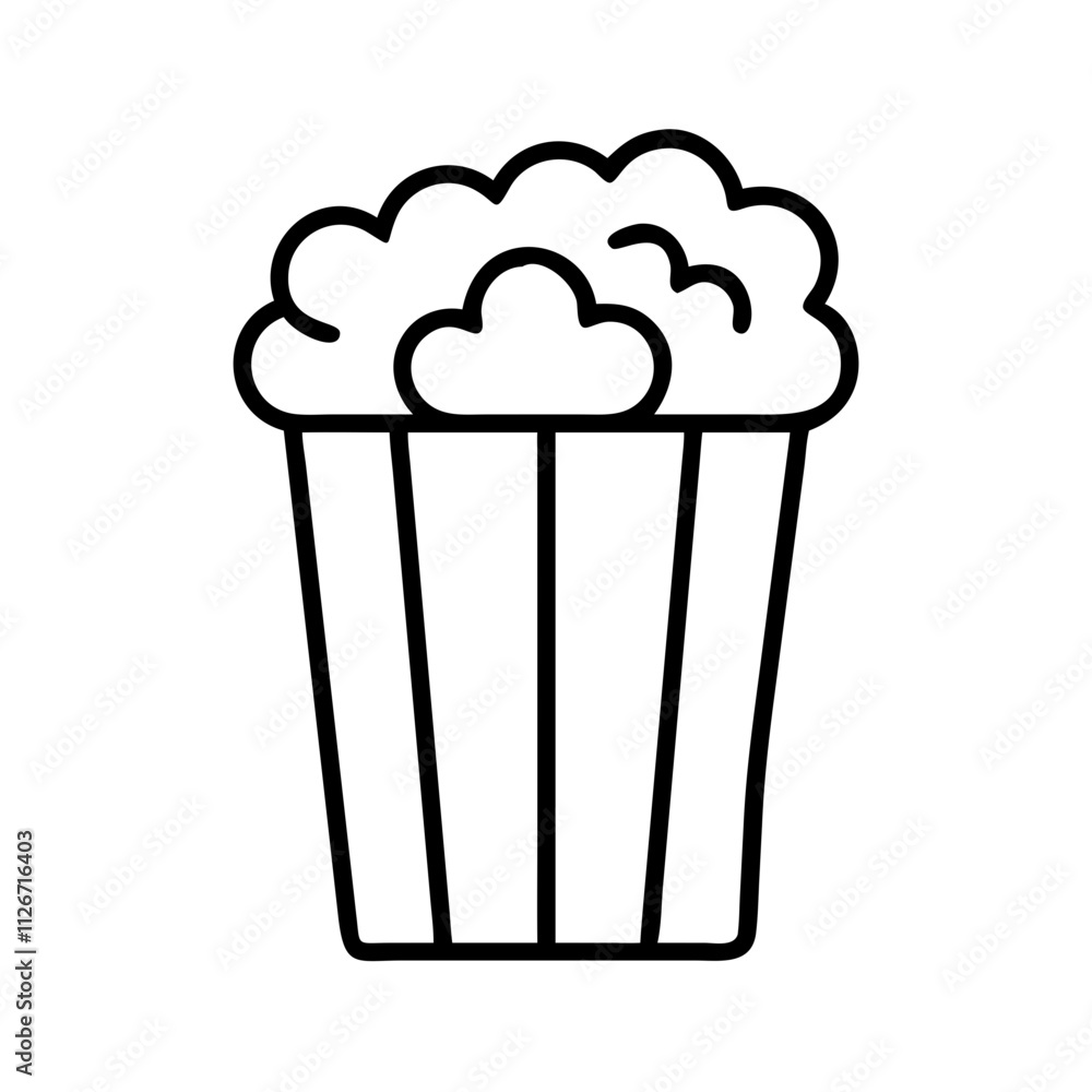 popcorn icon, music vector icon, entertainment vector icon - black outline icon of popcorn symbolizing music, entertainment, and musical in simple design. popcorn icon, music vector icon, entertainment vector icon - black outline icon of popcorn symbolizing music, entertainment, and musical in simple design.