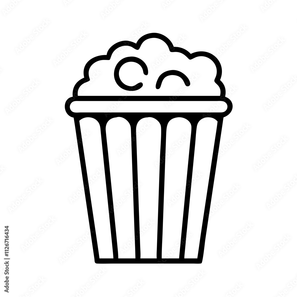popcorn icon, music vector icon, entertainment vector icon - black outline icon of popcorn symbolizing music, entertainment, and musical in simple design. popcorn icon, music vector icon, entertainment vector icon - black outline icon of popcorn symbolizing music, entertainment, and musical in simple design.