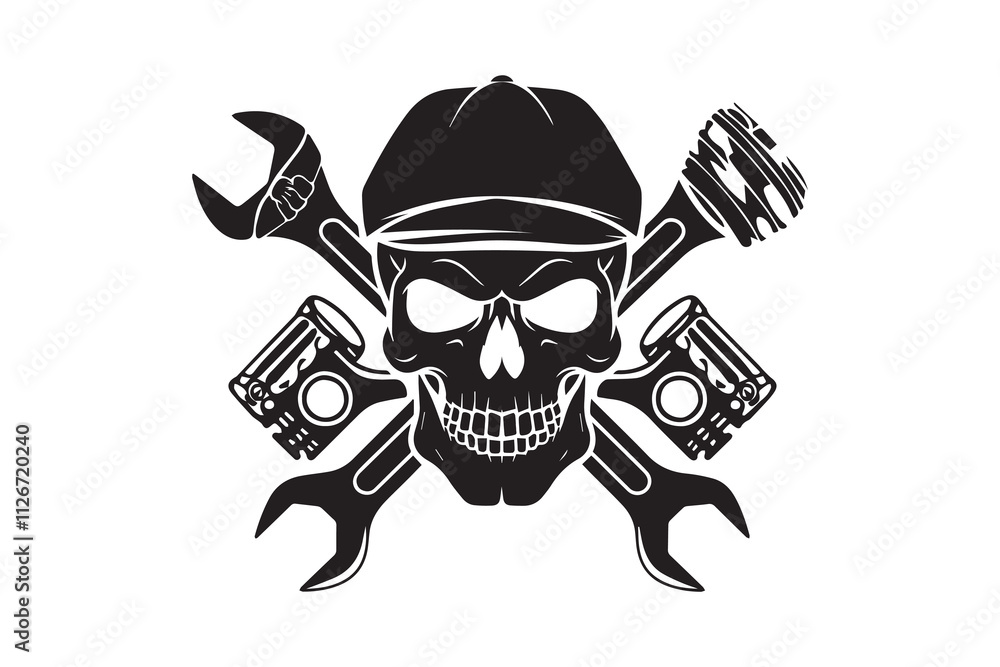 Fototapeta premium Skull of Steel The Art of Engineering vector