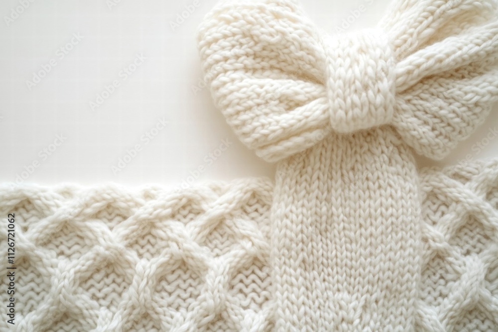 Cream Knitted Bow and Cable Knit Texture Cream Knitted Bow and Cable Knit Texture