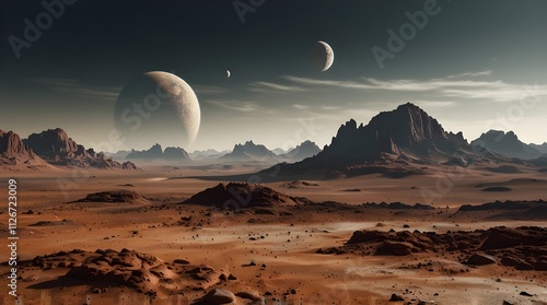 Martian landscape isolated on transparent.generative.ai 