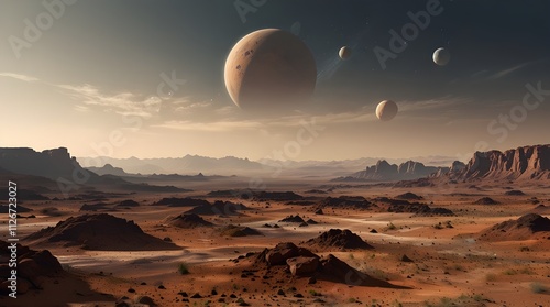 Martian landscape isolated on transparent.generative.ai 