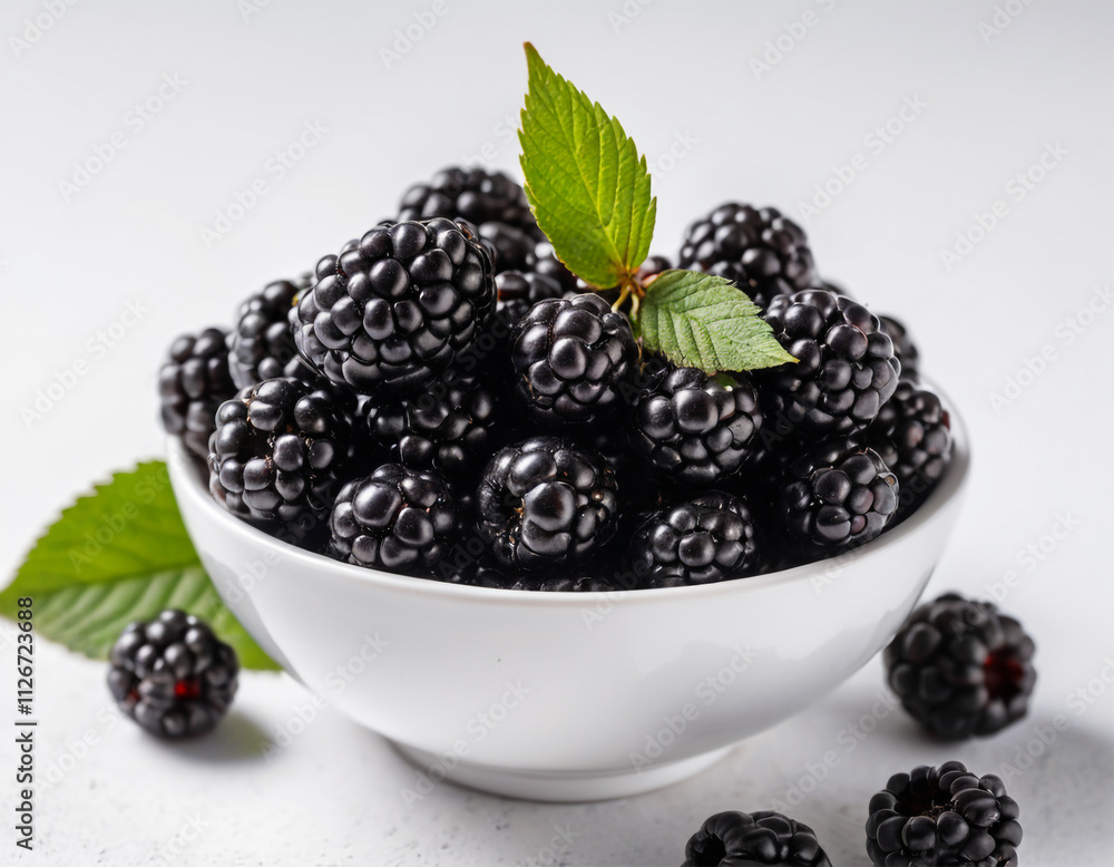 Fresh Blackberries in White Bowl – Vibrant and Healthy Fruit on Clean Background. Fresh Blackberries in White Bowl – Vibrant and Healthy Fruit on Clean Background.